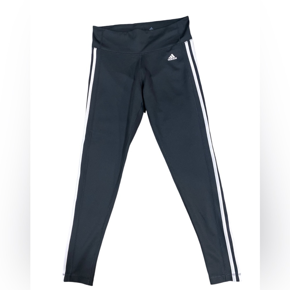 Adidas Climalite 3 White Stripes Black Leggings Size Large